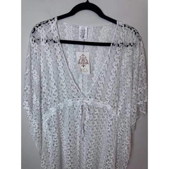 Becca Tunic Swim Cover Up Womens Size M/L White Lace Swimwear Dolman Sleeve NWT - Picture 15 of 16
